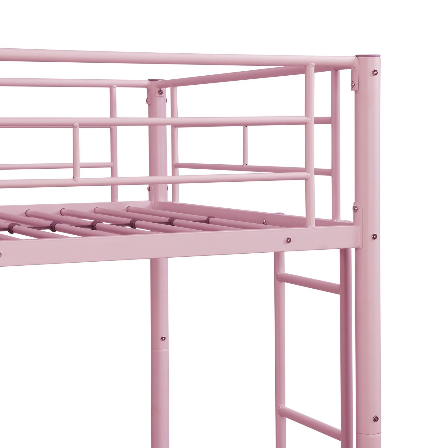 Over Twin Bunk Bed Frame with Trundle,Metal Bunkbed with Sturdy Guard Rail and 2 sideLadders for Kids/Adults,Can be Divided Into Two Beds, No Box Spring Needed, Noise Free for Dorm